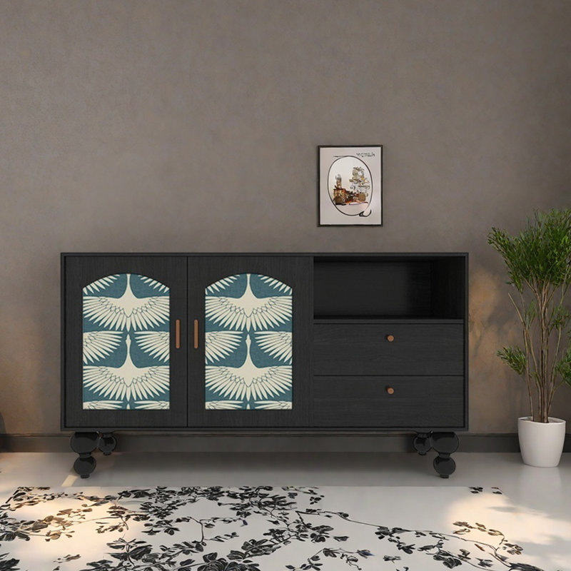 Buffet multifonctionnel de grande capacité 59,1 po, Noir