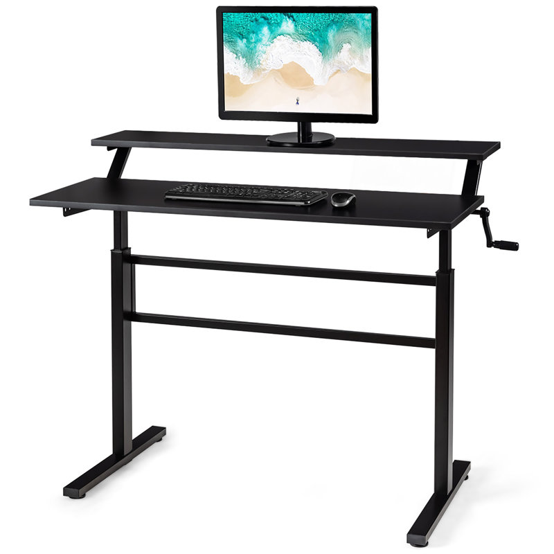 Bureau pour travailler debout à hauteur réglable, Brun