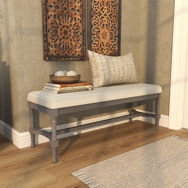 Alphus Linen Upholstered Bench, Gray