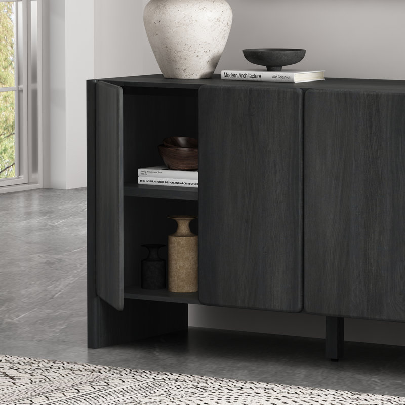 Linda 60-in. Modern Sideboard with 4 Adjustable Shelves in Charcoal Gray, Charcoal Gray