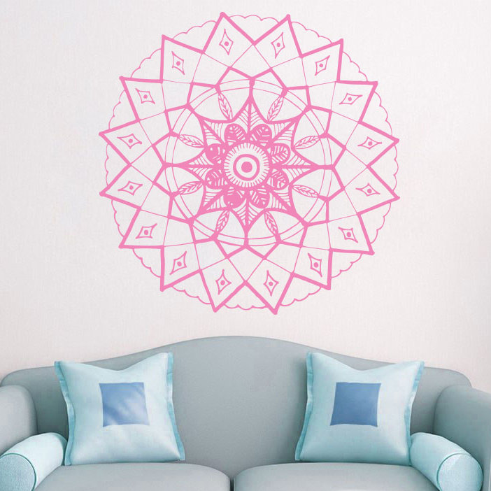 Adhésif décoratif mandala yoga, H 20 po x l 22 po, Rose tendre
