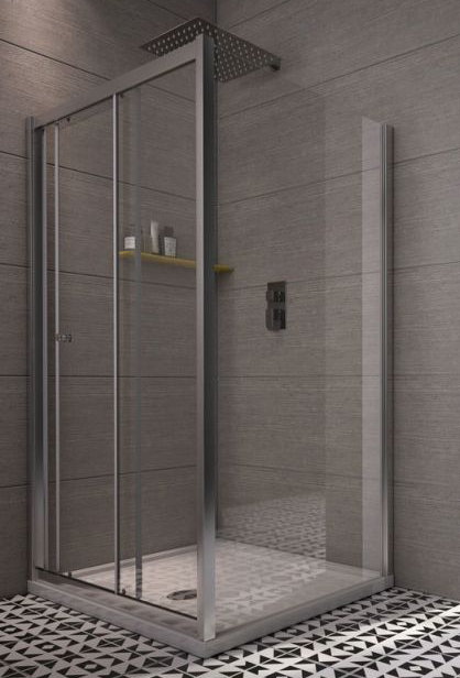 Worcester 1850mm H Single Added Frameless Shower Door with Clear Glass, 1850 mm H x 1200 mm W