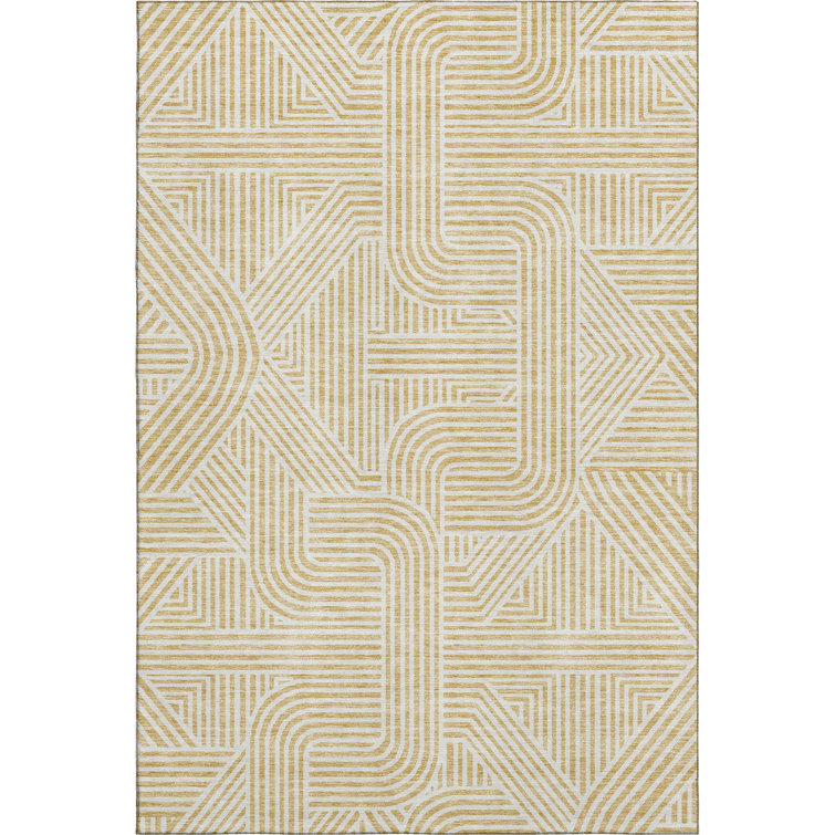 Premium Machine Washable Prisco Gold Rug