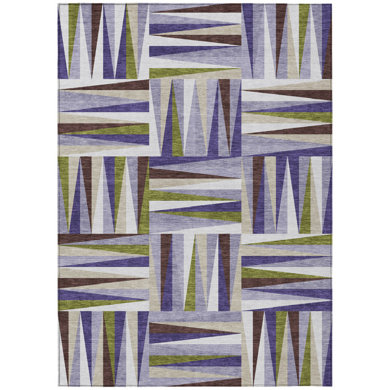Azura Lavender Washable Indoor-Outdoor Rug - , 5' x 7'6"