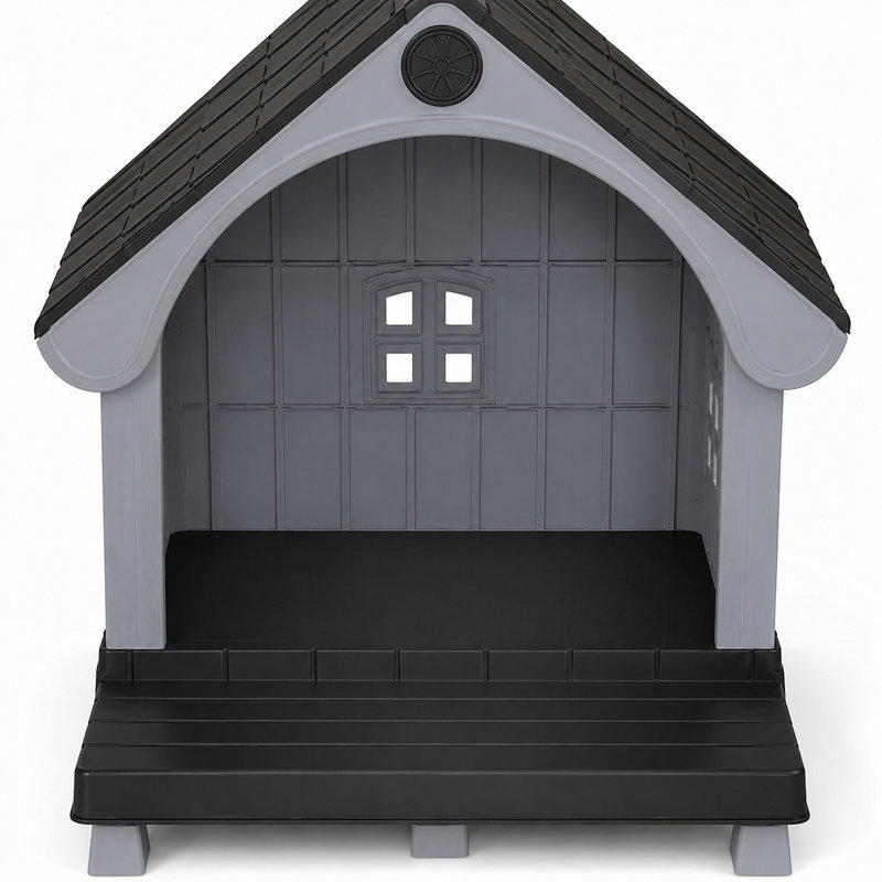 Grande niche pour chien d'extérieur, Gris Antarctique / noir