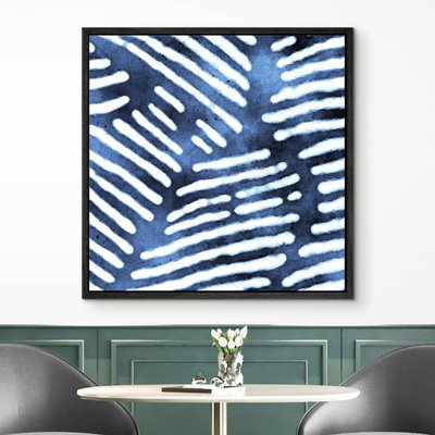 "White Line Art On Blue", reproduction d'art sur toile