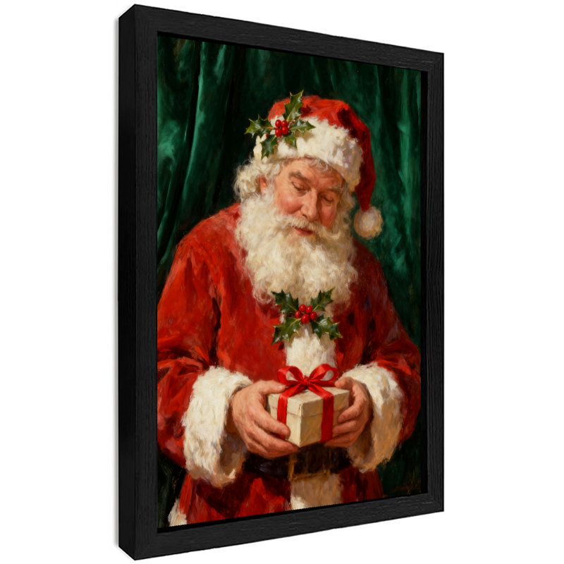 Art mural rétro noir encadré père Noël, art mural, impression de style rétro, H 25 po x l 17 po