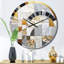 Horloge murale en métal gris et jaune IV-93379811