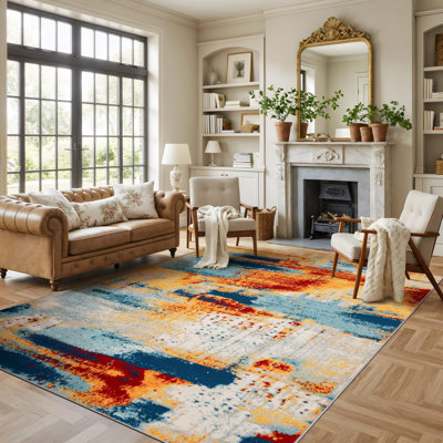 Tapis bleu / jaune / rouge Splash