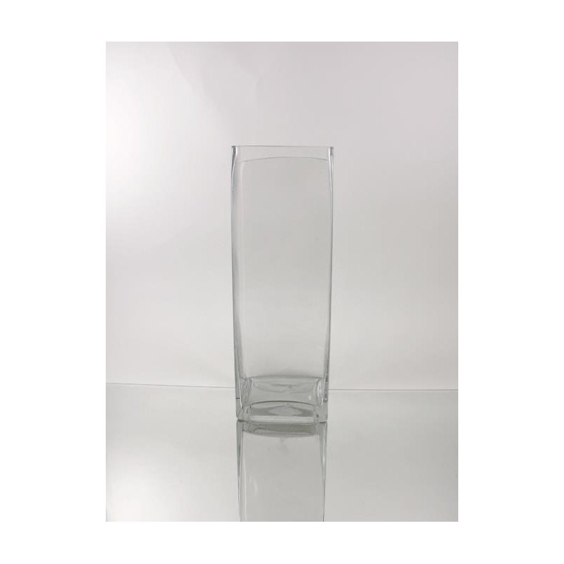 Vase carré en verre, H 16 po x l 6 po x p 6 po