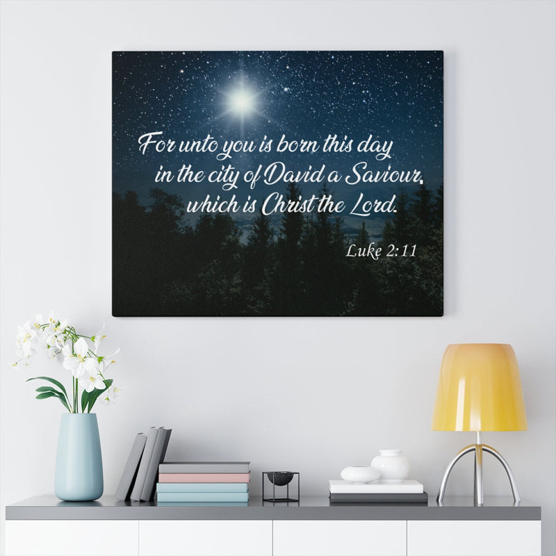 David David Saviour Luc 2: 11, art mural chrétien, verset de la Bible, impression prêt à être accroché, H 12 po x l 16 po