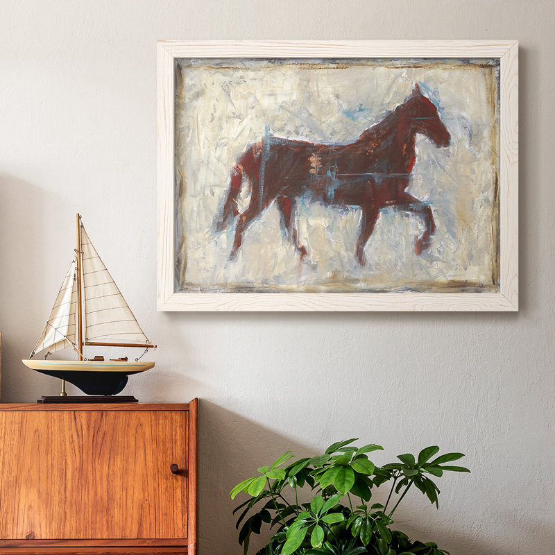 Iron Equine II, peinture sur toile encadrée, H 22 po x l 32 po x P 1,5 po, Blanc