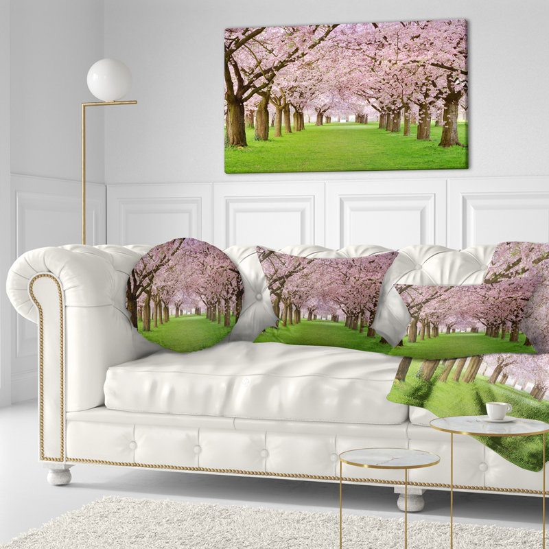 Coussin décoratif plenitude éblouissantes de fleurs cerises, 12 po x 20 po, Coussin lombaire