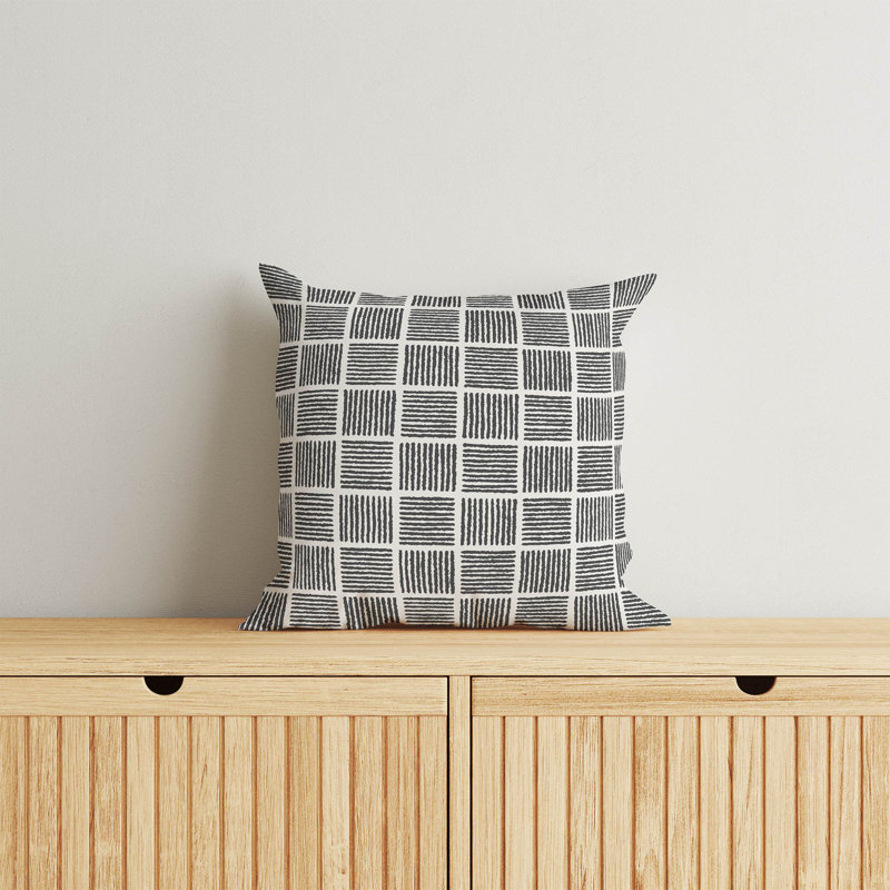 Coussin Tally Blocks, Ivoire/gris anthracite, H 20 po x l 20 po
