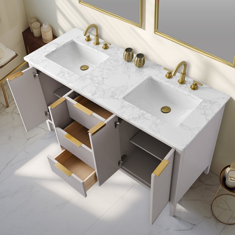 Bilroy 60" Double Vanity, Taupe/Brushed Bronze