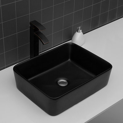 Rectangular Ceramic Vessel Bathroom Sink 19"x15"x5.5" - Black Arc Beautiful Graceful