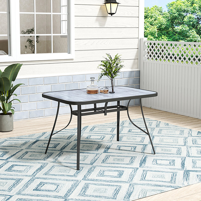 Rectangular Outdoor Table, 72.5cm H x 120cm W x 80cm D, Black/White