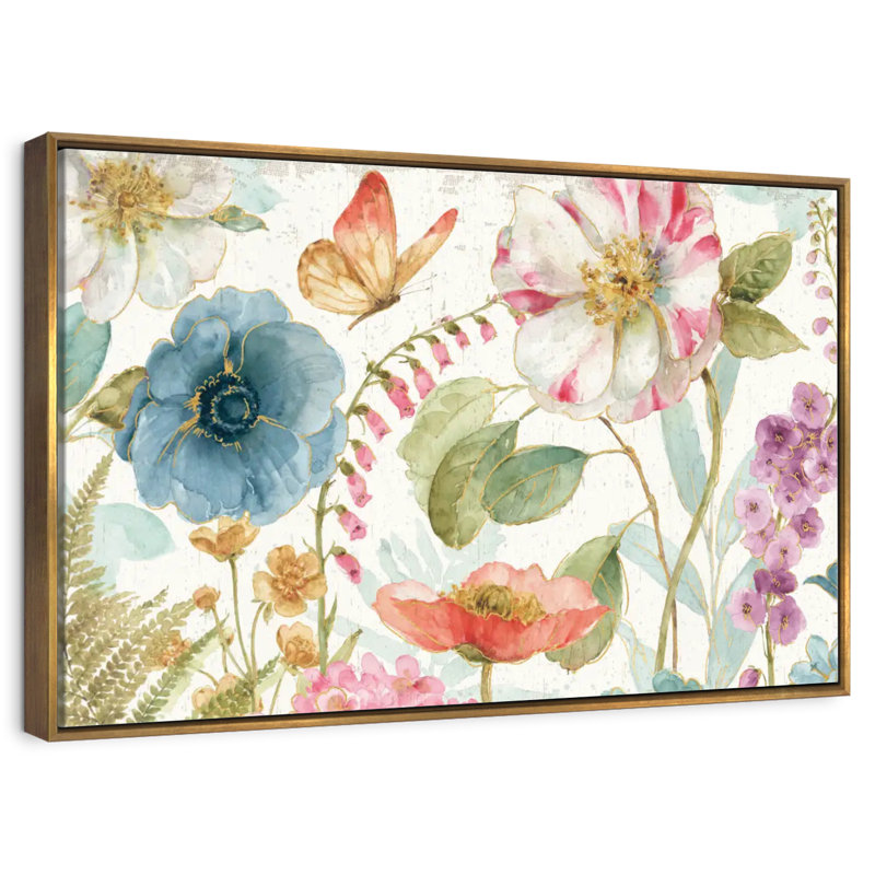 Rainbow Seeds Fleurs sur bois, 46 po x 31 po, Cadre flottant doré