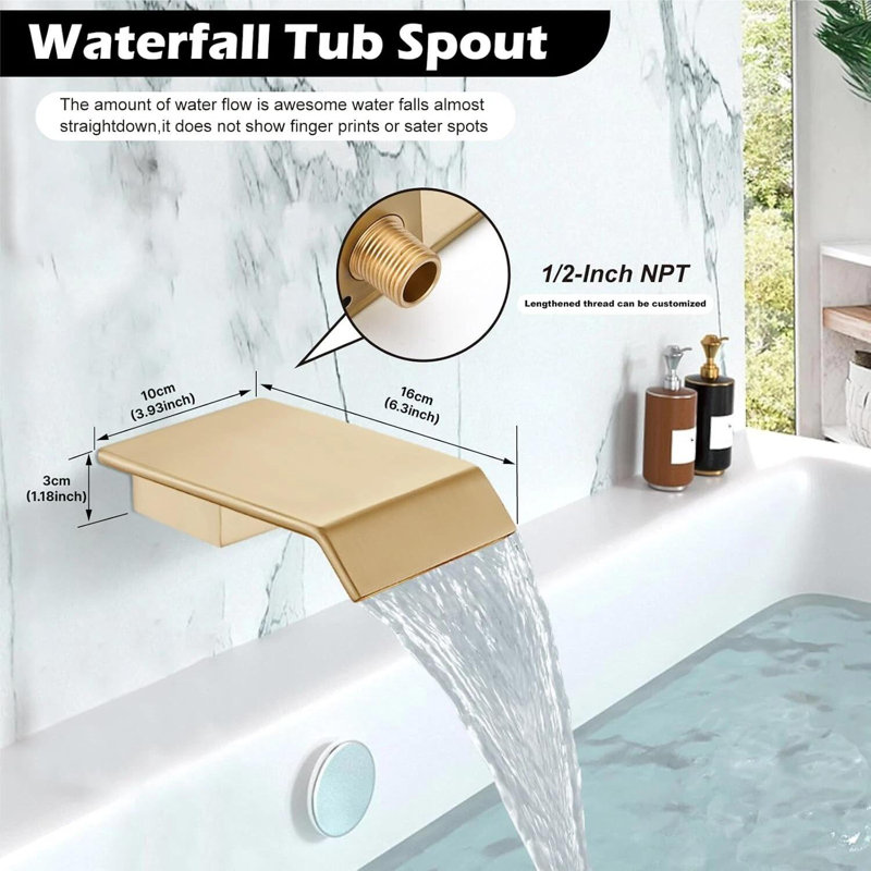 Système de robinet de douche à DEL 16 "x32" brossé or avec douchette et douchette
