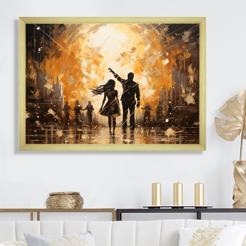 Disco Dazzle Dancer Complicity sur toile, H 24 po x l 32 po x P 1 po, Cadre doré simple