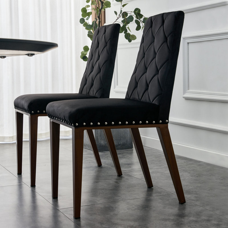 Ensemble de 2 chaises de salle à manger rembourrées Modern, Noir, Brun