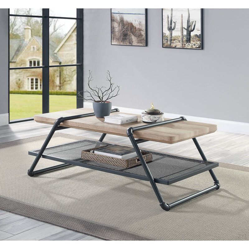 Oak & Sandy Gray Finish Coffee Table