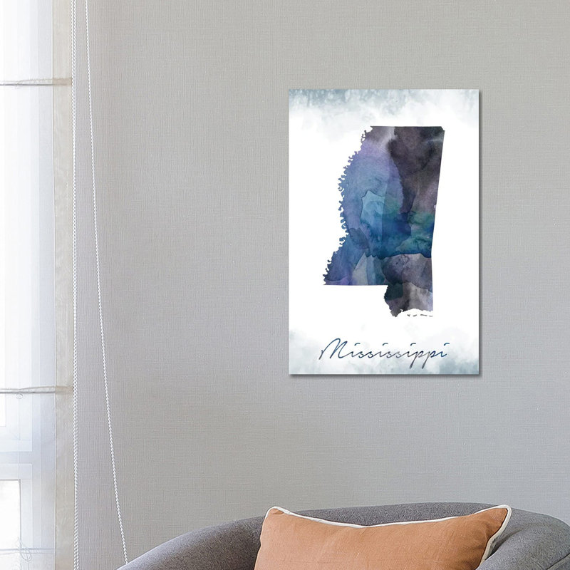 Mississippi State Bluish by WallDecorAddict - Wrapped Canvas Gallery-Wrapped Canvas Giclée, 66.04 cm H x 45.72 cm W