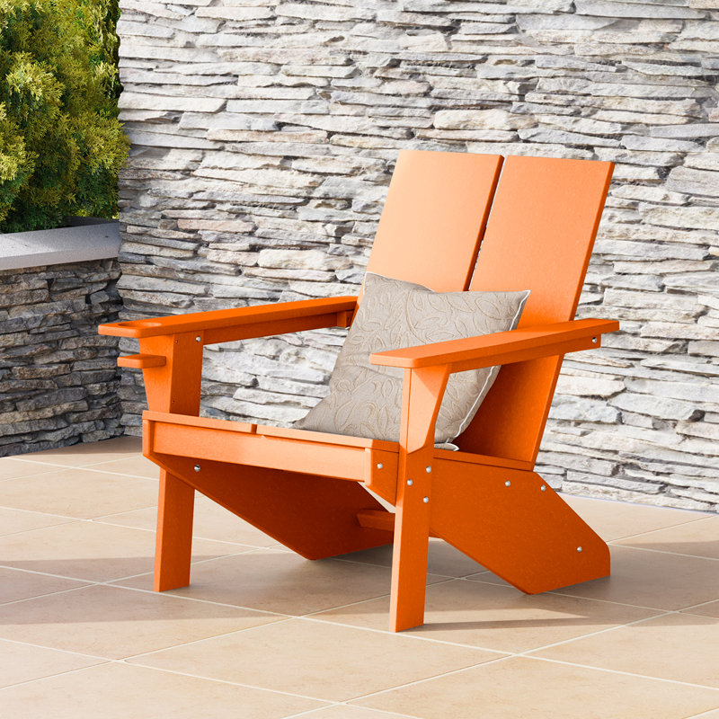 Chaise Adirondack en plastique résistante aux intempéries Lollis, Orange