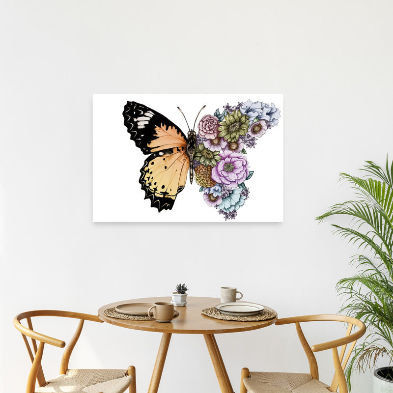 Floral Butterfly Wings Colorful Delicate Elegant Butterfly Flower Nature Wall Art Print by EC Mazur - Print