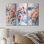 Pivoines près du lac gelé I - Collection d'art mural traditionnel 3 pièces