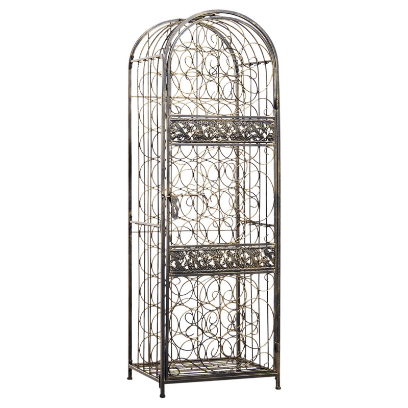 45 Bottle Wrought Iron Wine Rack Jail With Lock