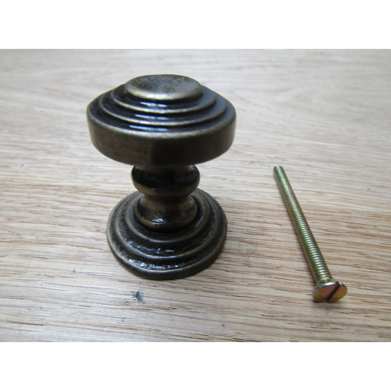 Clem 30mm Diameter Mushroom Knob, Antique Brass
