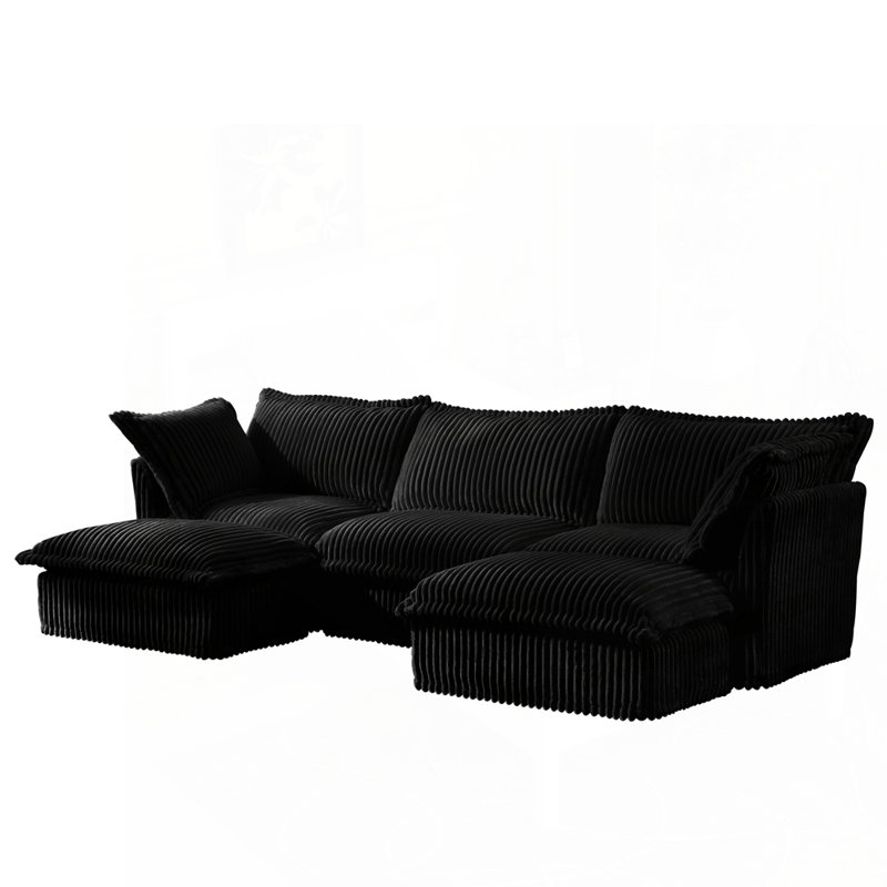 Canapé modulaire confortable avec plusieurs coussins pour le salon, Noir