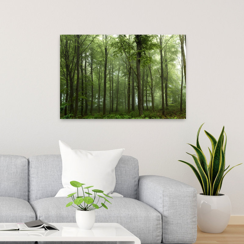 Art contemporain contemporain, paysage de forêt abstrait, H 24 po x l 36 po