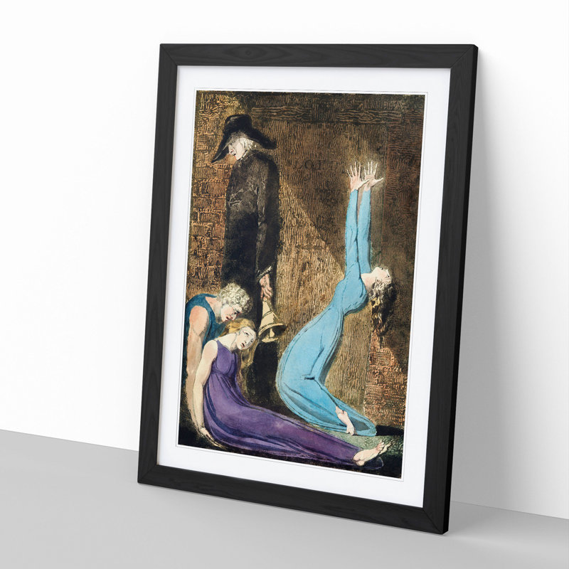 Man Supporting a Woman by William Blake - Picture Frame Painting, 48cm H x 36cm W x 2cm D, Black Framed