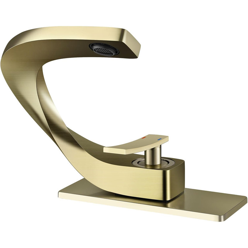 Waterfall Bathroom Faucet, Single-Handle Solid Brass Sink Faucet with Bubbler Spout for 1- or 3-Hole Installation