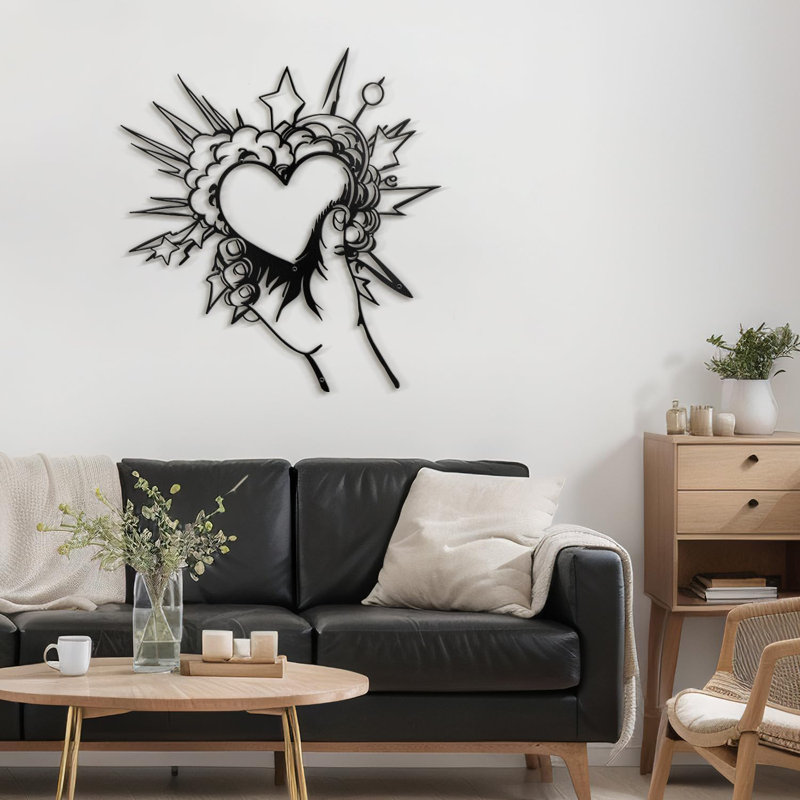 I Love You Heart Modern, H 36 po x l 33,03 po x P 0,05 po, Noir