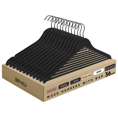 Premium Solid Wood Hangers with Non-Slip Trouser Bar, Heavy-Duty Suit Coat Wooden Hangers for Jackets, Shirts, and Dresses