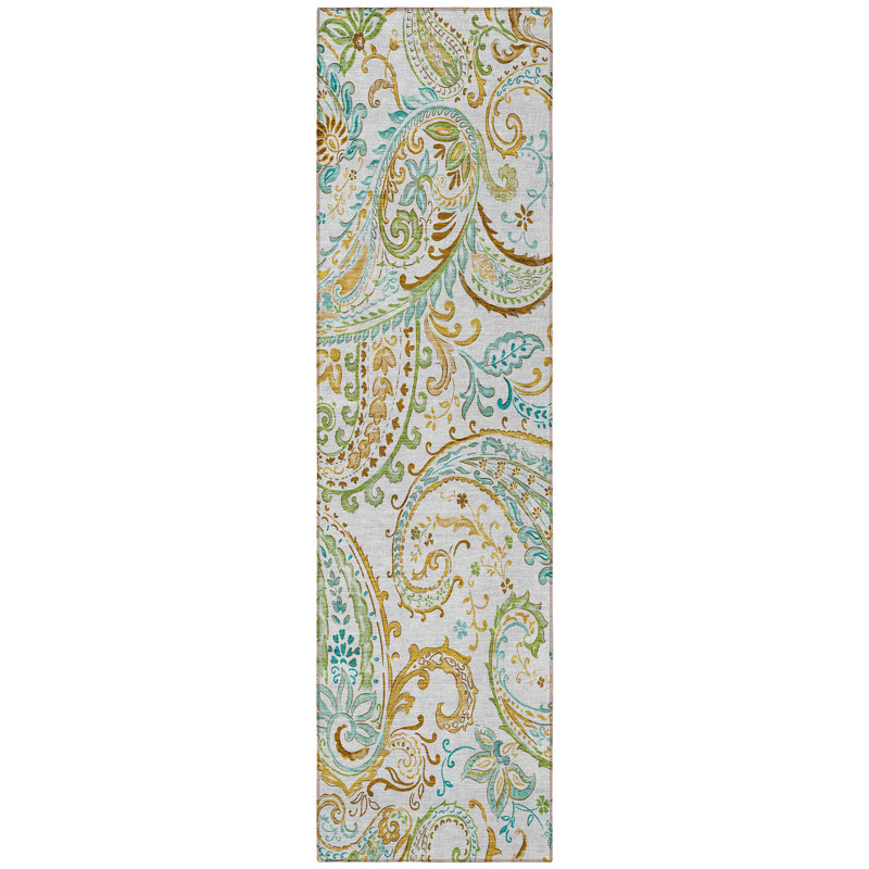 Tapis de couloir intérieur antidérapant 8 pi ivoire et doré