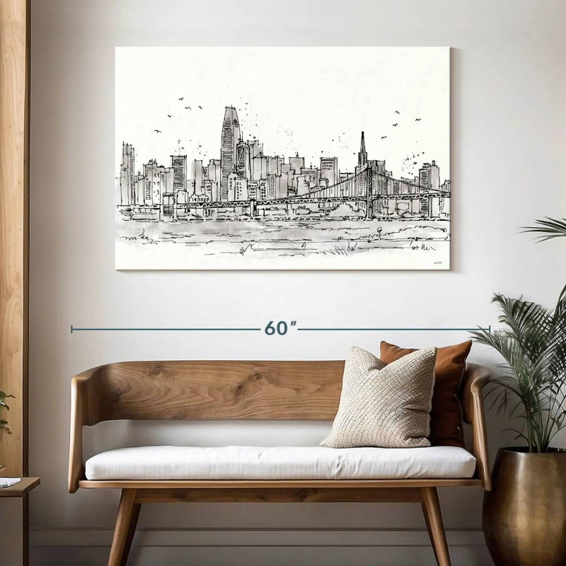 Sirci Skyline Sketches IV sans mots - fleurs, H 32 po x l 48 po