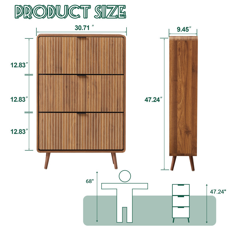 18 Pair Shoe Storage Cabinet, Walnut