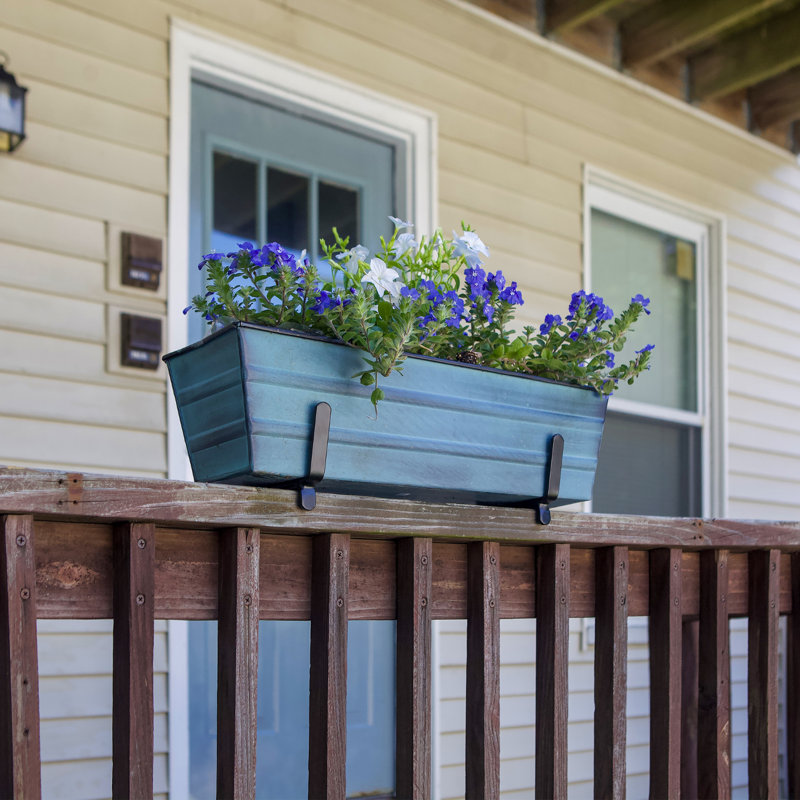 Nylo Metal Railing Planter, 2" H x 4" W, Blue