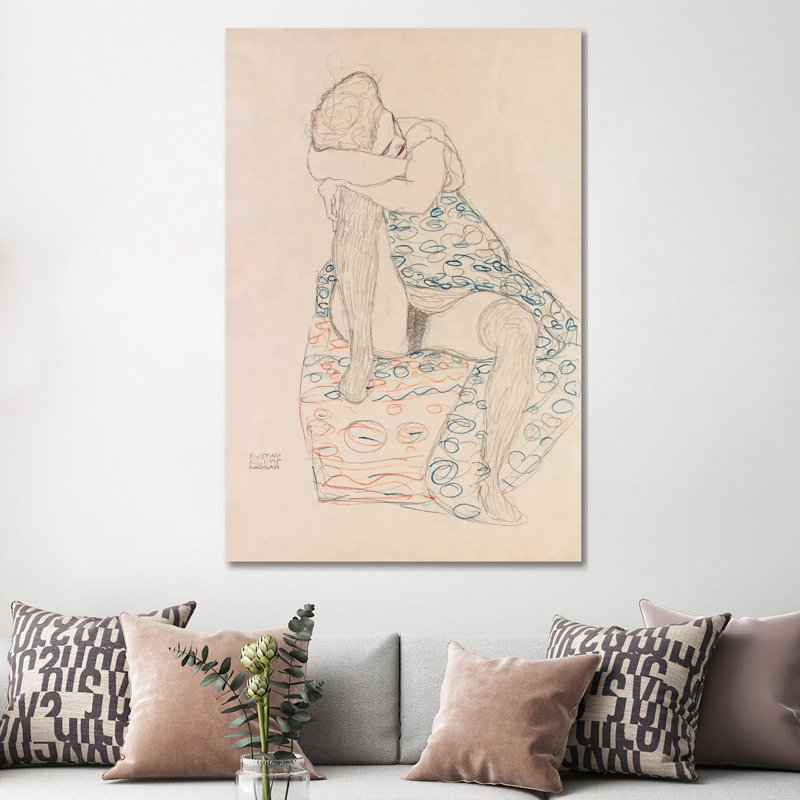 Seated Figure With Gathered Up Skirt by Gustav Klimt - Wrapped Canvas Painting, 152.5 cm H x 101.5 cm W