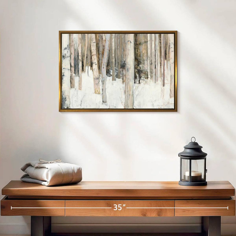 Lumière chaude d'hiver III, 19 po x 13 po, Cadre flottant doré