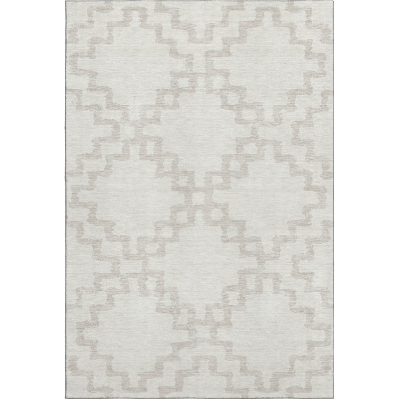 Premium Machine Washable Prisco Ivory Rug, Rectangle 10' x 14'
