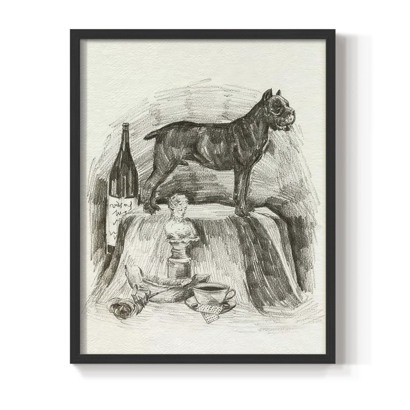 «A Gentleman I», reproduction encadrée - bois massif, H 30 po x l 24 po, Noir, noir, noir, noir