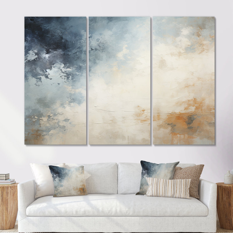 «Mute Colors Minimalisme Storms», ensemble d'art sur toile Tempêtes, Toile tendue, H 40 po x l 60 po x P 1 po