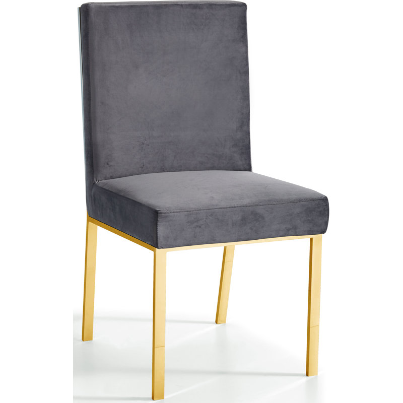 Sansa 20'' H Velvet Upholstered Side Chair, Grey Velvet, Gold