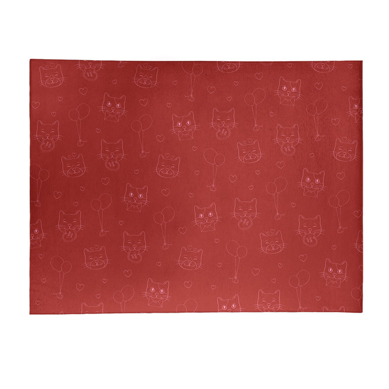 Tapis de zone rouge fait main, Rectangle 9 pi x 12 pi