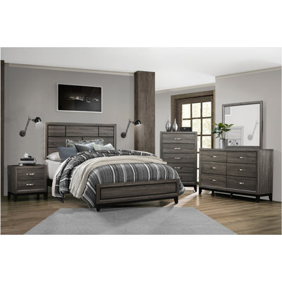 Carine Nickel Wood Platform Bedroom Set Twin 3 Piece: Bed, Dresser, Mirror -  Red Barrel Studio®, 91953C8182474595BC1CB39D12832518